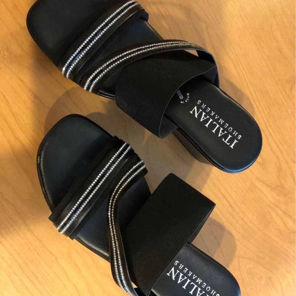 Black wedge sandals size 9